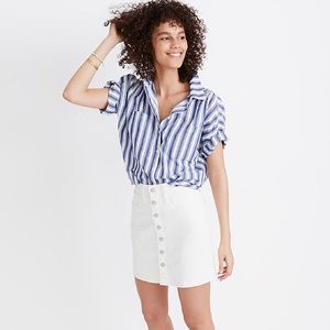 Madewell Stretch Denim Mini Skirt Button-Front